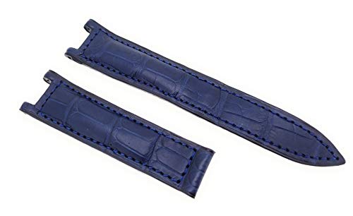 Correa de reloj para Pasha de Cartier, azul, cierre plegable, piel de cocodrilo, 20 mm, fabricado en Alemania