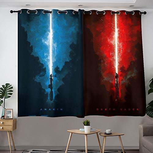 Cortina moderna para niños, diseño de sable de luz de Star Wars para puerta de patio, cortina extra ancha para villa/salón/salón, 106 x 182 cm Cortina moderna para niños, diseño de sable de luz de Star Wars para puerta de patio, cortina extra ancha para villa/salón/salón, 106 x 182 cm