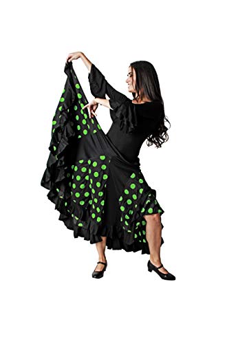 Costumizate! Falda de Lunares Verde con un Volante para Mujer Adulta Talla XL