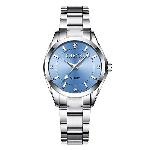 CXJC Impermeable reloj del cuarzo del reloj de las mujeres, de múltiples funciones del acero inoxidable correa de reloj de cuarzo, cinco colores azul claro, Negro, Azul, Rosa y negro están disponibles
