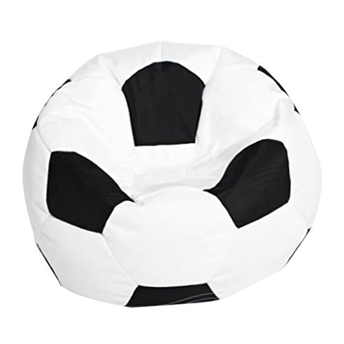D DOLITY Cubierta de Bolsa de Frijoles de Fútbol de Haba de Oxford para Habitación o Sala de Juegos, Adultos,Niños - Blanco