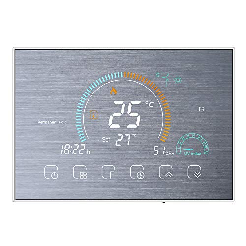 Decdeal - Termostato wifi para calefacción de gas, control de voz mediante aplicación, pantalla LCD retroiluminada, visualización de humedad y UV, programable y compatible con Alexa y Google Home