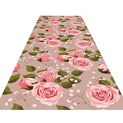 DHTOMC Alfombra premium con patrón floral para pasillo, alfombra antideslizante para entrada, entrada, cocina, pasillo, escaleras, 70 cm, 90 cm, 120 cm, 140 cm de ancho, multicolor, 0,9 x 6 m