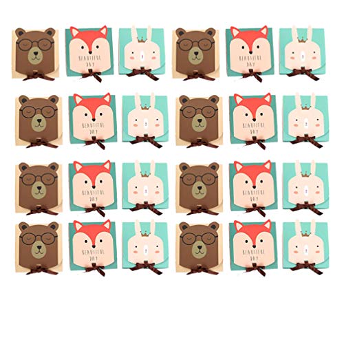 DOITOOL 18 Piezas Caja de Dulces de Dibujos Animados Tablero de Marfil Conejo Oso Zorro Tratar Caja de Regalos Contenedor de Embalaje de Boda para Fiesta Soporte de Regalo de Chocolate