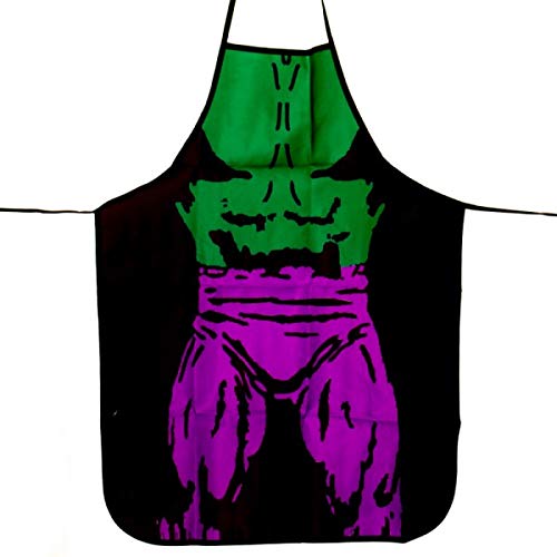 Ducomi Superhero – Delantal de cocina para hombre, mujer y niño – Ajustable, mezcla de algodón, longitud 72 cm – Estampado sexy, divertido, vintage y clásico – Regalo hombre y mujer (Hulk 2)