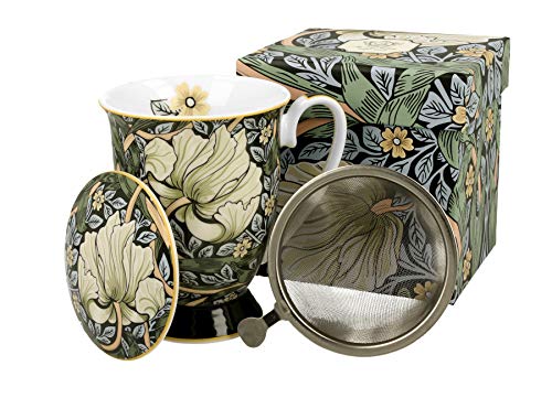 Duo William Morris Art Gallery - Taza de té (330 ml, con Filtro de Porcelana y Tapa de Porcelana, en Caja de Regalo)
