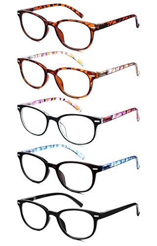 EFE Gafas de Lectura 5 Unidades （1 Anti Luz Azul） Clásico Unisex Montura Rectangular Anti Luz Azul Vista de Cerca Hombre y Mujer (+3.50)