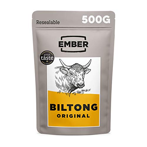 Ember Biltong - Beef Jerky - Cecina de Vaca - Aperitivo alto en Proteinas - Original (1x500g) Ember Biltong - Beef Jerky - Cecina de Vaca - Aperitivo alto en Proteinas - Original (1x500g)