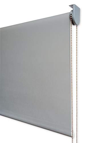 Estor Enrollable Visillo Premium Metal (Desde 40 hasta 300cm de Ancho) Transparente (máxima claridad y Visibilidad Exterior). Color Gris. Medida 130cm x 260cm para Ventanas y Puertas