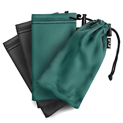 Estuche para gafas y paño para limpieza de gafas en uno - paquete de 4 fundas para gafas de paño de microfibra - estuche de gafas de sol - no necesitarás paños húmedos para limpieza de gafas Estuche para gafas y paño para limpieza de gafas en uno - paquete de 4 fundas para gafas de paño de microfibra - estuche de gafas de sol - no necesitarás paños húmedos para limpieza de gafas