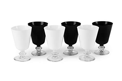 Excelsa Noble Wine juego de 6 copas de cristal, Color blanco y negro