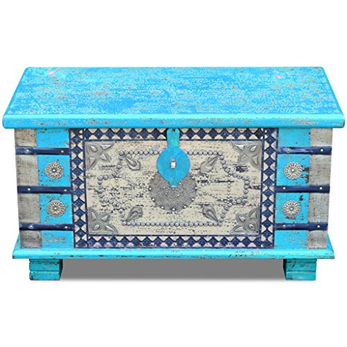 Festnight Baúl de Madera Vintage de Almacenamiento 80x40x45 cm Azul Festnight Baúl de Madera Vintage de Almacenamiento 80x40x45 cm Azul