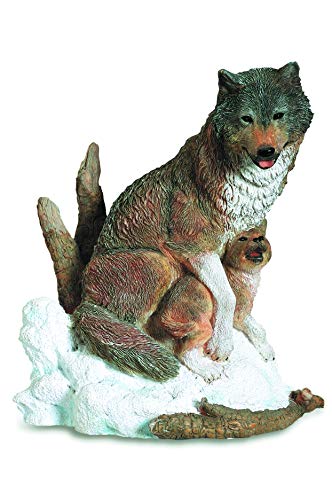 Figura de resina de lobo y lobo sobre nieve 13/10/8 cm
