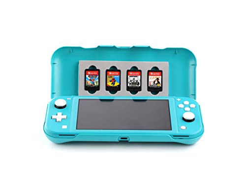 Funda Protectora para Nintendo Switch Lite, Carcasa con Tapa Rígida Estuche de Transporte Protector de Pantalla LCD para NS Lite, 4 Cartuchos de Juego (Turquesa)