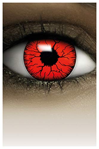 FXCONTACTS Lentes de contacto de Halloween de color, lentilla de motivo rojo, 1 par, un solo uso sin receta, disfrazarse como un DEVIL