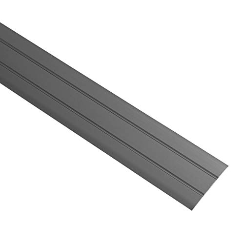 Gedotec Perfil de transición de aluminio autoadhesivo plano | Listón de suelo con ancho de 37 mm | Perfil de compensación negro anodizado | Listón de cobertura de 200 cm | 1 pieza – Perfil de suelo