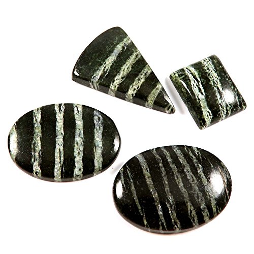 Gems&JewelsHub 137.95 - Juego de 4 cabujones sueltos de ópalo suizo, piedra natural, color verde