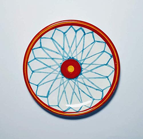 Geométrica-Plato de cerámica Hecho a mano diámetro cm 12 cm 2,2,listo para colgar en la pared.Hecho en Italia, Toscana, Lucca.Creado por Davide Pacini.
