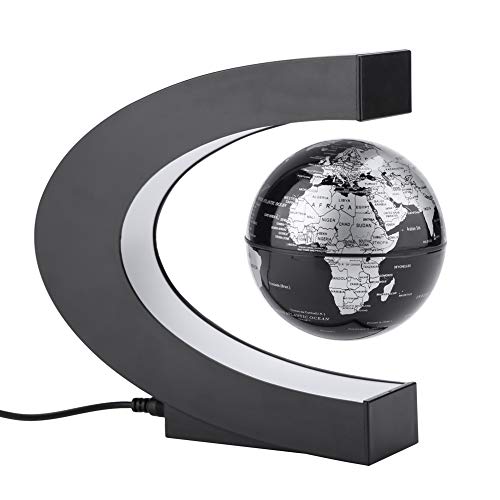 Globo Terráqueo Magnético, C Forma Globo Flotante de Levitación Magnética, Mapa de Mundial Rotativo con LED Lámpara para enseñando oficina sala decoración regalo creativo UE100-240V