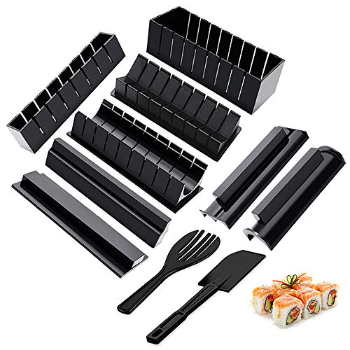 Gobesty Kit para hacer sushi, 10 piezas Set de herramientas de sushi, Kit de sushi para hacer en casa para Sushi DIY también como regalo (8 formas DIY)
