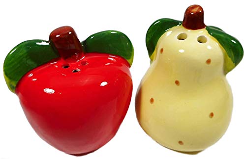 GODE F13 - Juego de salero y pimentero (2 unidades, 7 x 5 cm), diseño de manzana y pera