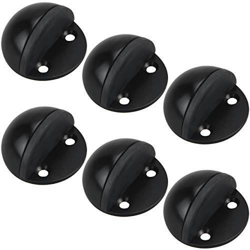 Gresunny 6pcs topes para puertas adhesivos tope de puerta para suelo con goma media luna oval topes de puerta acero inoxidable con tornillos y adhesivos para hogar oficina pared piso