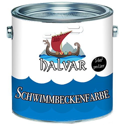 Halvar Pintura para piscina escandinava, color para piscina, revestimiento en azul, blanco, verde, verde lago, gris claro, gris, antracita (1 L, azul) Halvar Pintura para piscina escandinava, color para piscina, revestimiento en azul, blanco, verde, verde lago, gris claro, gris, antracita (1 L, azul)