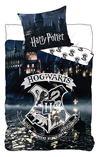 Harry Potter - Juego de ropa de cama, diseño del castillo y escudo de Hogwarts