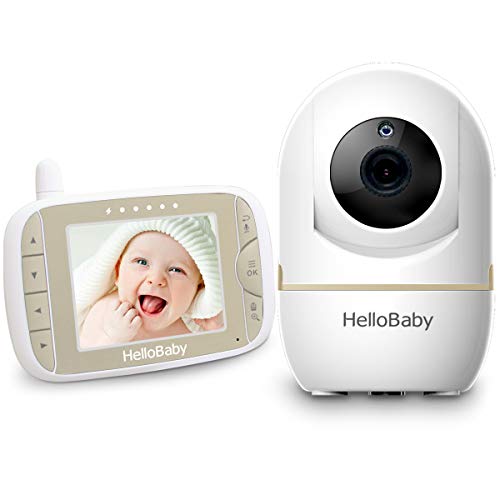 HelloBaby Video Baby Monitor con Cámara Remota Pan-Tilt-Zoom Pantalla LCD a Color de 3,2 Pulgadas Monitor Infrarrojo de Visión Nocturna Monitoreo de dos Vías HB65 (Dorado champagne)
