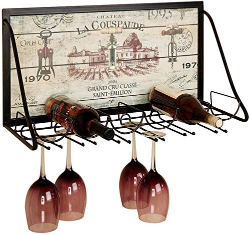 Hermoso botellero de Pared Blacksmith. Porta Botellas de Vidrio Forjado Estilo Vaso, botellero, portabotellas de Vino Vintage, 65 x 26 x 40 cm