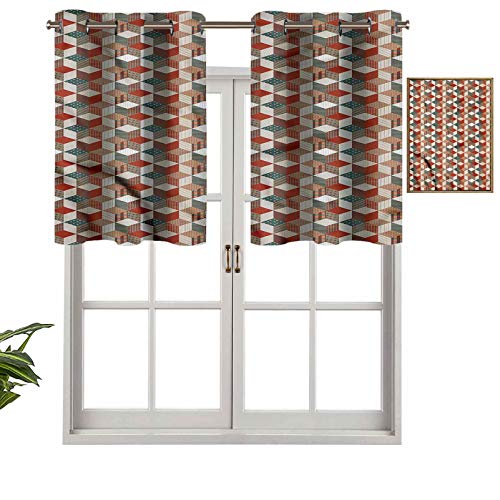 Hiiiman Cortinas opacas con aislamiento térmico para decoración del hogar, con ojales, diseño a rayas, diseño de lunares, juego de 2, 42 x 24 pulgadas para ventana del sótano