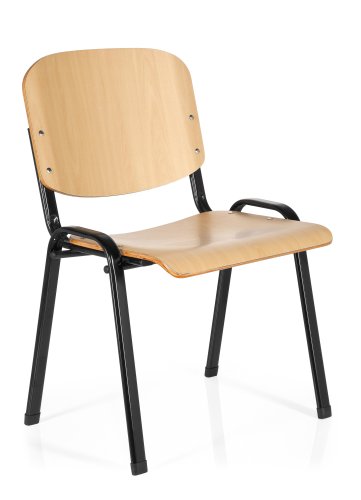 hjh OFFICE 704300 silla de confidente XT 600 madera haya / negro silla visitante estable apilable
