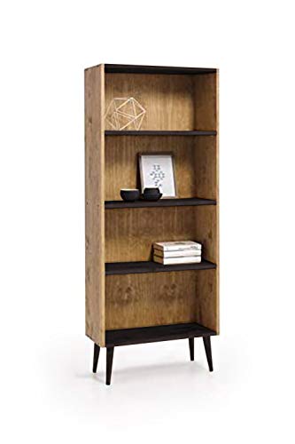 HOGAR24 ES Estantería con baldas diseño Vintage, Fabricado en Madera Maciza Natural Encerado y Negro. Medidas: Ancho: 60 cm x Alto: 170 cm x Fondo: 30 cm HOGAR24 ES Estantería con baldas diseño Vintage, Fabricado en Madera Maciza Natural Encerado y Negro. Medidas: Ancho: 60 cm x Alto: 170 cm x Fondo: 30 cm