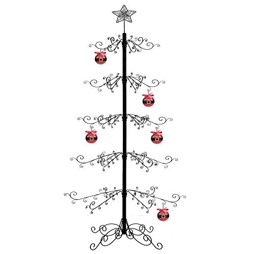 HOHIYA Soporte de metal para árbol de Navidad de hierro forjado, 213,4 cm, color negro