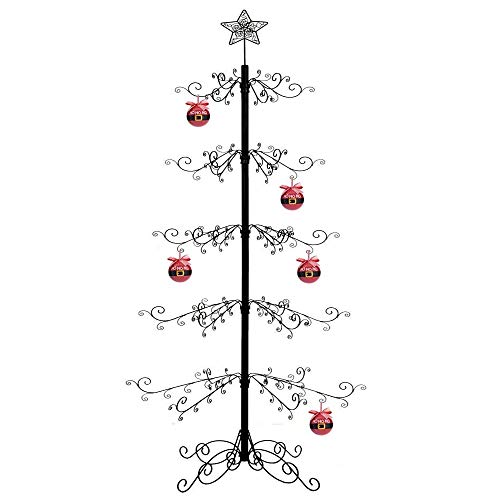 HOHIYA Soporte de metal para árbol de Navidad de hierro forjado, 213,4 cm, color negro HOHIYA Soporte de metal para árbol de Navidad de hierro forjado, 213,4 cm, color negro