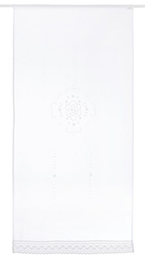 Home Fashion 023/715 – 0105 180 x 0090 cm Puerta Adornos Estructura de Lino Bordado, plástico, Color Blanco, 180 x 90 cm