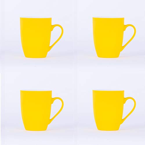 Homevibes Juego De 4 Tazas De Ceramica De Desayuno, Tazas para Infusiones, Taza Mug Ceramica, Set de 4 Tazas para Cafe o Te (Amarillo)