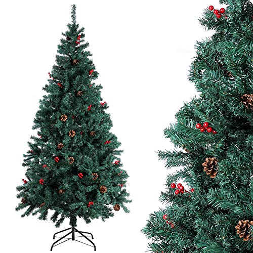 Homfa Árbol Navidad Artificial de Pino PVC con Soporte Metálico Decoración Navideña Verde 210cm 1200 Ramas
