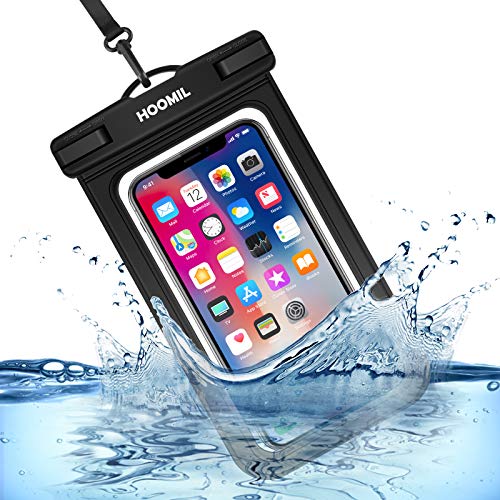 HOOMIL Funda Impermeable Móvil, IPX8 Universal Impermeable Bolsa para Móvil iPhone 12 Pro Max/12 Mini/12/12 Pro, iPhone SE 2020/8/7, iPhone 11/11 Pro y más Smartphone, Negro