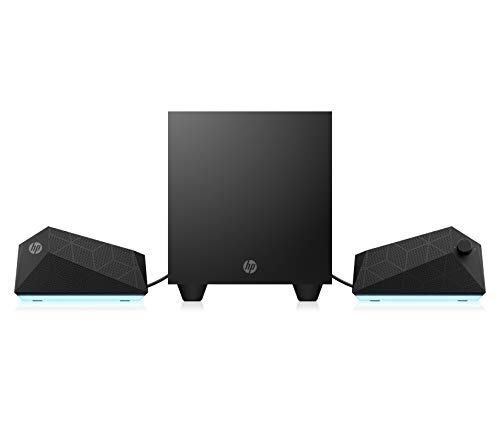 HP - Gaming Speakers X1000, Altavoces y subwoofer, Potencia 30 W RMS, Ajuste de iluminación (con Oman Command Center) y ecualización, Compatible con Tablet o Smartphone, AUX 3,5 mm, USB, Negro HP - Gaming Speakers X1000, Altavoces y subwoofer, Potencia 30 W RMS, Ajuste de iluminación (con Oman Command Center) y ecualización, Compatible con Tablet o Smartphone, AUX 3,5 mm, USB, Negro