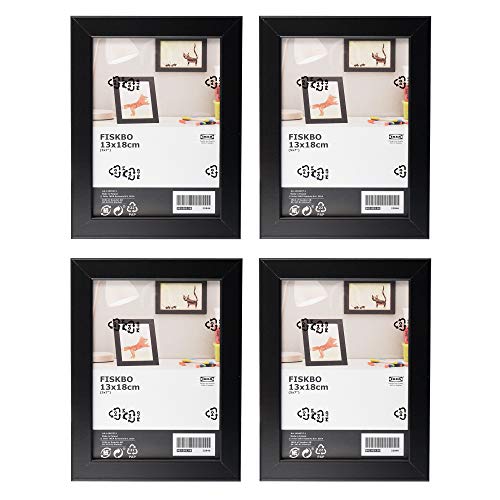 Ikea FISKBO - Marco de fotos (13 x 18 cm, 4 unidades), color negro