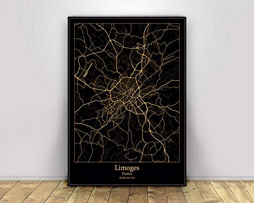 Impresión De Lienzo, Limoges Francia Mapas De Luz De La Ciudad Negros Y Dorados Personalizados Mapa De La Ciudad Del Mundo Carteles Impresiones En Lienzo Estilo Nórdico Arte De Pared Decor,60X90Cm Impresión De Lienzo, Limoges Francia Mapas De Luz De La Ciudad Negros Y Dorados Personalizados Mapa De La Ciudad Del Mundo Carteles Impresiones En Lienzo Estilo Nórdico Arte De Pared Decor,60X90Cm