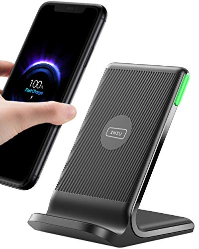 INIU Cargador Inalámbrico Rápido, 15W Qi Wireless Charger Estación Compatible con iPhone 12 11 Pro MAX XR XS X 8 Plus Samsung Galaxy S20 S10 S9 S8 Note10 9 AirPods Huawei Xiaomi etc