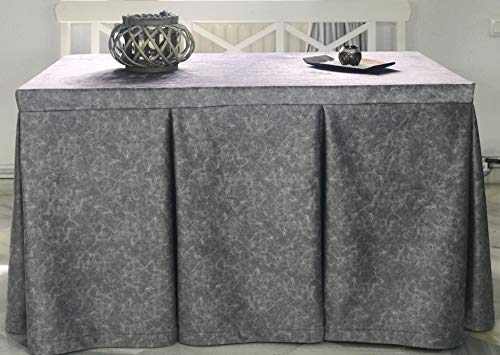 INUSUAL Falda o Ropa de Camilla Rectangular Invierno 120X70X72 Modelo IBI, Textura Suave Satinado Efecto mármol (Plata)