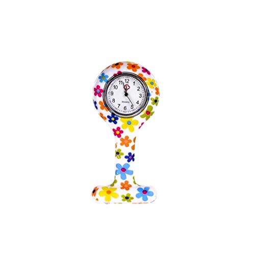 IUwnHceE Moda Floral Clip De La Enfermera De Tipo T Fob De La Broche De La Jalea del Silicón del Reloj Colgante De Bolsillo De La Solapa del Reloj Mujer Niña 86x41mm (Built-in De La Batería)