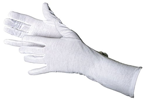 Jah 2099-35 - Guantes de algodón (12 pares, 35 cm de largo, extra finos, talla 8), color blanco