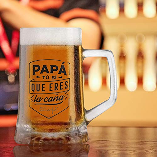 Jarra de Cerveza Personalizada Día del Padre - Jarra de Cerveza con PAPA Nombre Grabado ,Regalo Grabado y Personalizado para Celebraciones, Cumpleaños, Aniversarios (E)