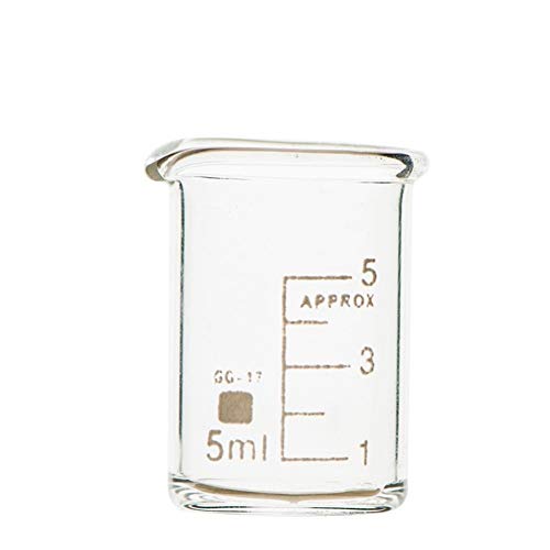 JIANFEI LIANG Vaso de Vidrio de 5 ml Vaso de medición de Laboratorio de Escala Transparente Vasos de Laboratorio Resistentes al Calor de Vidrio de borosilicato (Paquete de 15 / lotes) medición