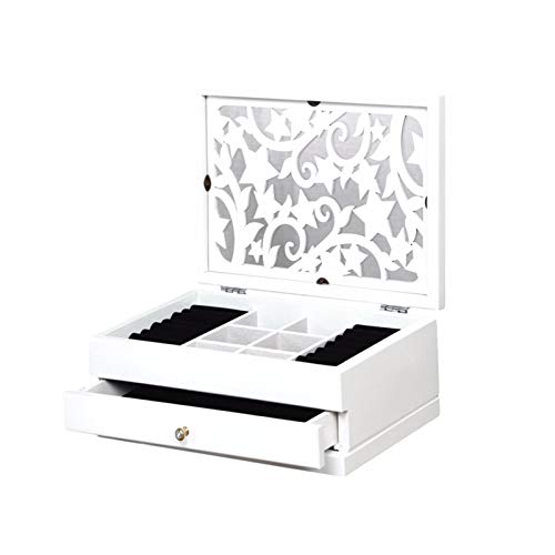 Joyero XIAOXIAO Madera Caja De Pulseras De Collar De 2 Niveles Ver El Regalo De Cumpleaños del Organizador De Almacenamiento con Espejo (Color : White) Joyero XIAOXIAO Madera Caja De Pulseras De Collar De 2 Niveles Ver El Regalo De Cumpleaños del Organizador De Almacenamiento con Espejo (Color : White)