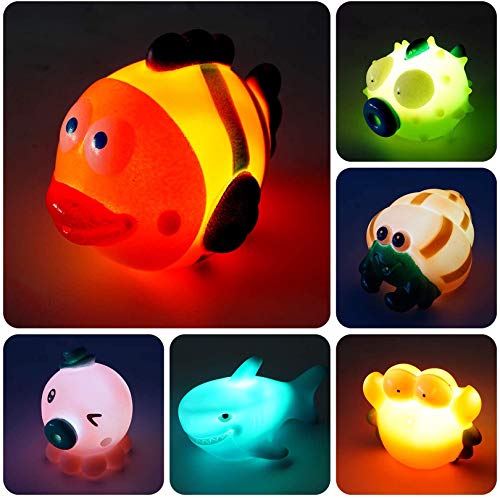 Juguetes de Baño para Niños de 1 Año, 6 Packs Juego de Juguetes de Baño para Bebés, Juguetes Acuáticos de Goma Flotantes para Niños, Color intermitente en el agua Juguetes de Baño para Niños de 1 Año, 6 Packs Juego de Juguetes de Baño para Bebés, Juguetes Acuáticos de Goma Flotantes para Niños, Color intermitente en el agua
